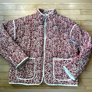 Floral Quilted Jacket in Burgundy and White